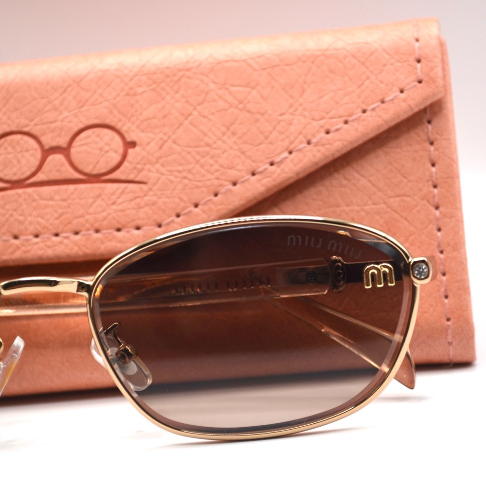 MIU MIU Women’s Metal Sunglasses | Gold & Nude | Brown Gradient Lenses | New - Picture 16 of 16